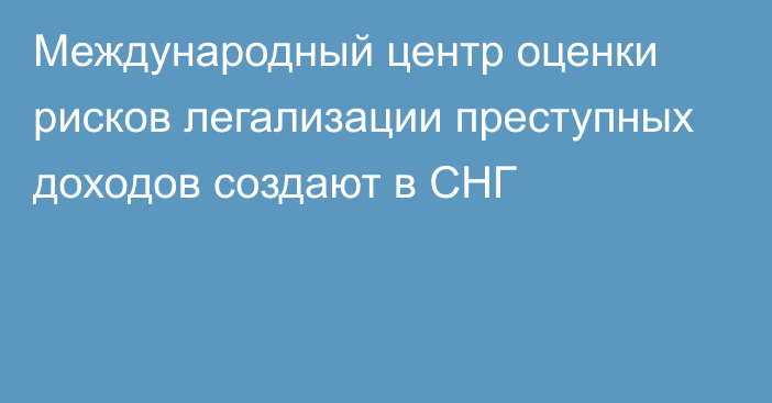 Международный центр оценки рисков легализации преступных доходов создают в СНГ