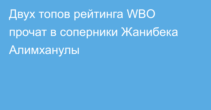 Двух топов рейтинга WBO прочат в соперники Жанибека Алимханулы