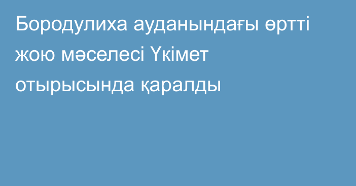 Бородулиха ауданындағы өртті жою мәселесі Үкімет отырысында қаралды