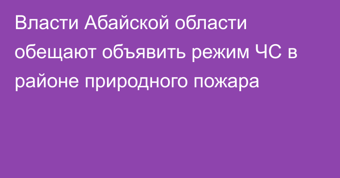 Власти Абайской области обещают объявить режим ЧС в районе природного пожара