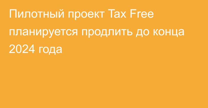 Пилотный проект Tax Free планируется продлить до конца 2024 года