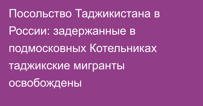 Посольство Таджикистана в России: задержанные в подмосковных Котельниках таджикские мигранты освобождены