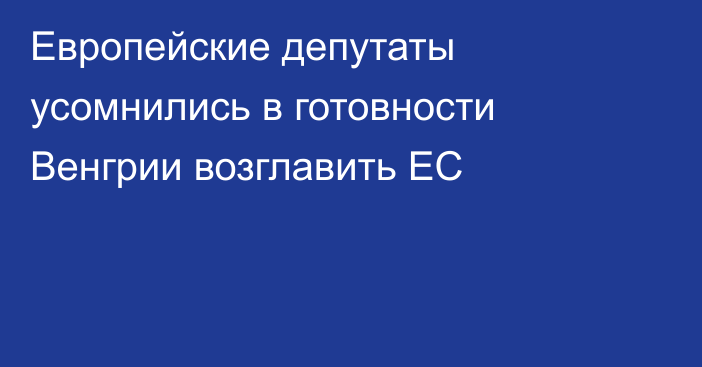 Европейские депутаты усомнились в готовности Венгрии возглавить ЕС