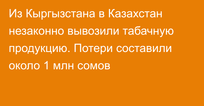 Из Кыргызстана в Казахстан незаконно вывозили табачную продукцию. Потери составили около 1 млн сомов