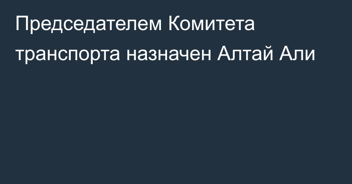 Председателем Комитета транспорта назначен Алтай Али