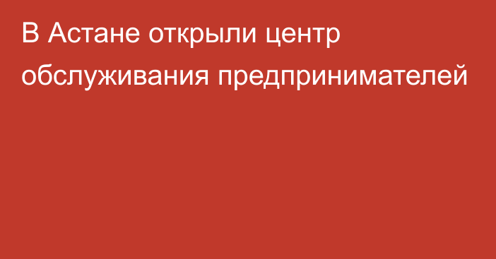 В Астане открыли центр обслуживания предпринимателей