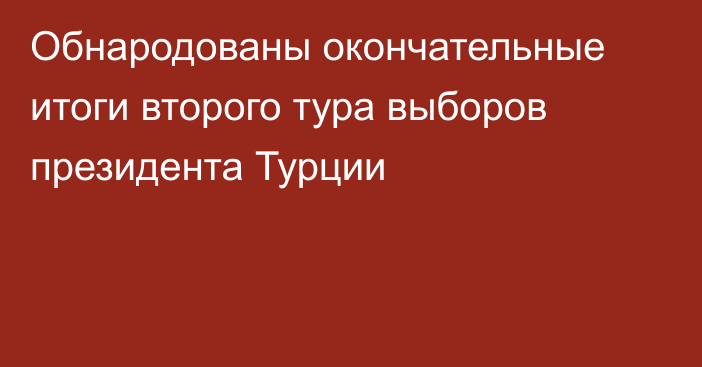 Обнародованы окончательные итоги второго тура выборов президента Турции