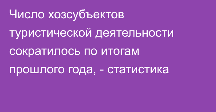 Число хозсубъектов туристической деятельности сократилось по итогам прошлого года, - статистика