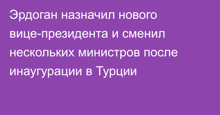 Эрдоган назначил нового вице-президента и сменил нескольких министров после инаугурации в Турции