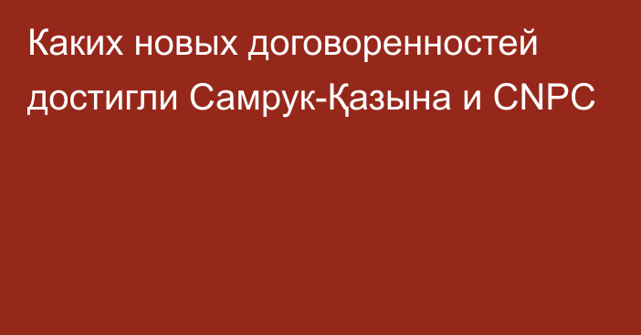 Каких новых договоренностей достигли Самрук-Қазына и CNPC