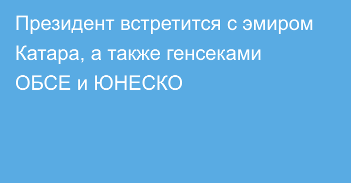 Президент встретится с эмиром Катара, а также генсеками ОБСЕ и ЮНЕСКО