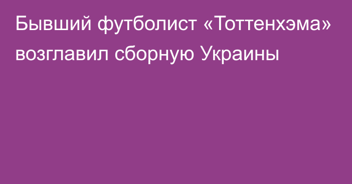 Бывший футболист «Тоттенхэма» возглавил сборную Украины