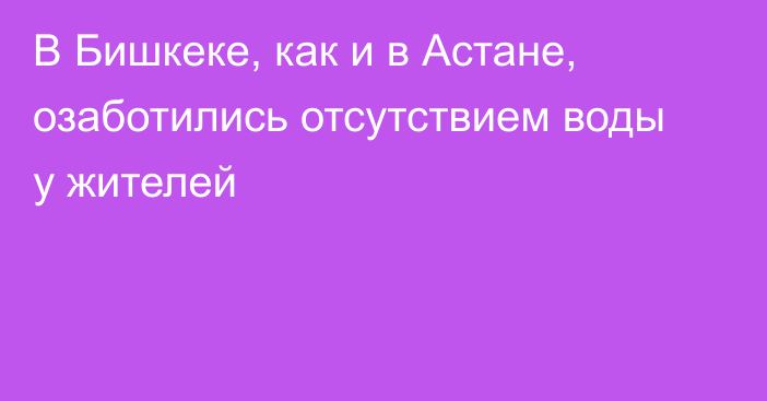 В Бишкеке, как и в Астане, озаботились отсутствием воды у жителей