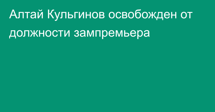 Алтай Кульгинов освобожден от должности зампремьера