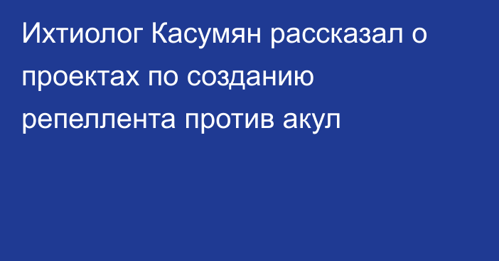 Ихтиолог Касумян рассказал о проектах по созданию репеллента против акул