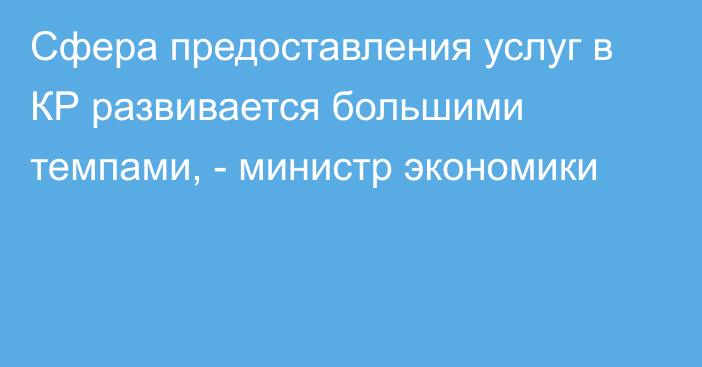 Сфера предоставления услуг в КР развивается большими темпами, - министр экономики