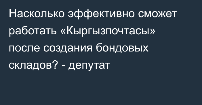 Насколько эффективно сможет работать «Кыргызпочтасы» после создания бондовых складов? - депутат