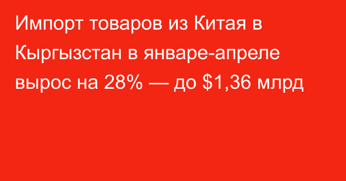 Импорт товаров из Китая в Кыргызстан в январе-апреле вырос на 28% — до $1,36 млрд