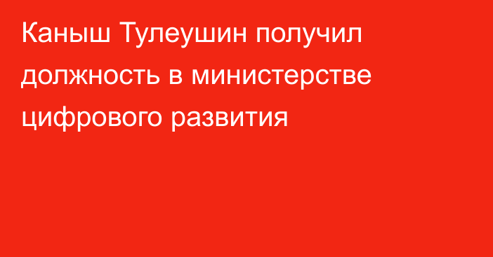 Каныш Тулеушин получил должность в министерстве цифрового развития