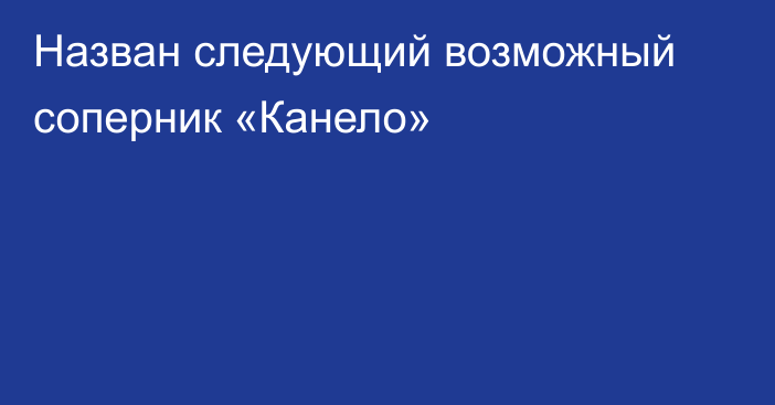 Назван следующий возможный соперник «Канело»