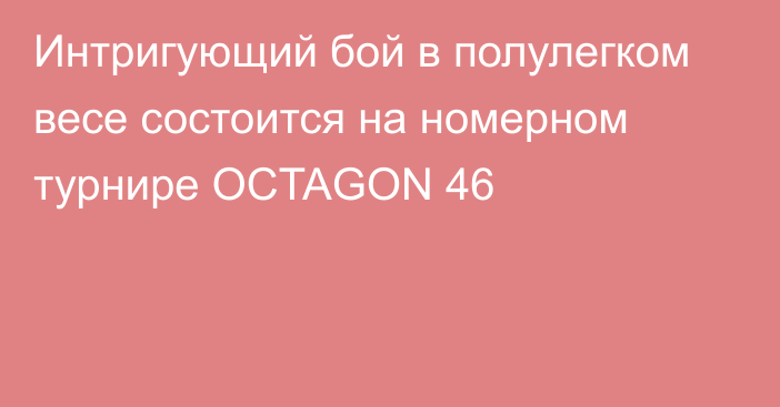 Интригующий бой в полулегком весе состоится на номерном турнире OCTAGON 46