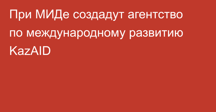 При МИДе создадут агентство по международному развитию KazAID