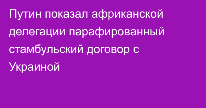 Путин показал африканской делегации парафированный стамбульский договор с Украиной