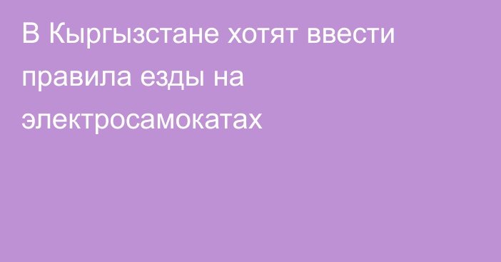 В Кыргызстане хотят ввести правила езды на электросамокатах