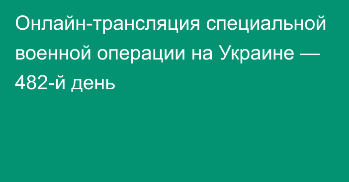 Онлайн-трансляция специальной военной операции на Украине — 482-й день