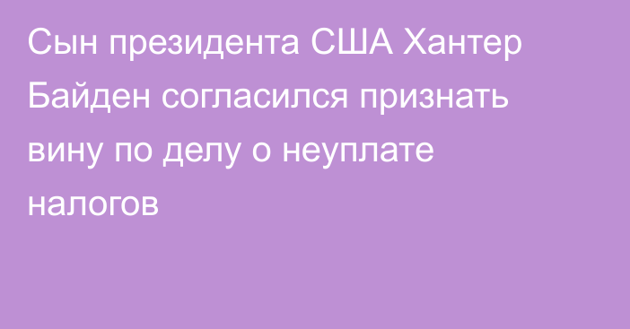 Сын президента США Хантер Байден согласился признать вину по делу о неуплате налогов