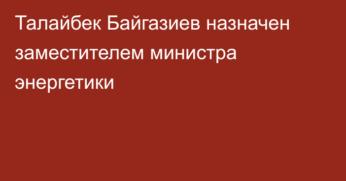 Талайбек Байгазиев назначен заместителем министра энергетики