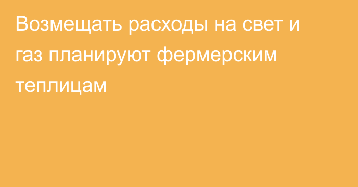 Возмещать расходы на свет и газ планируют фермерским теплицам