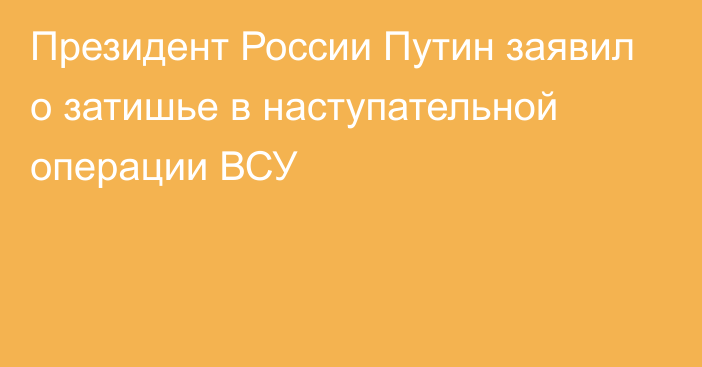 Президент России Путин заявил о затишье в наступательной операции ВСУ