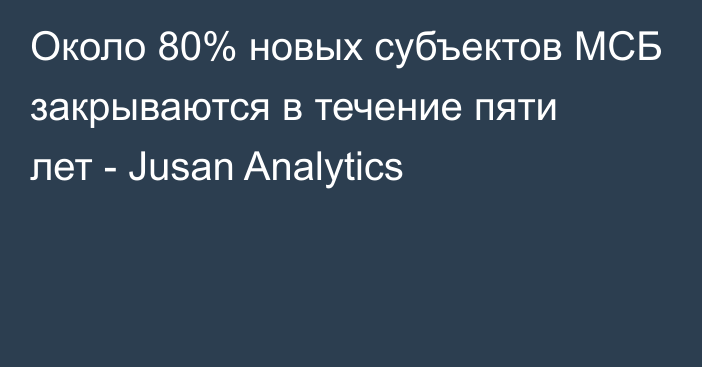 Около 80% новых субъектов МСБ закрываются в течение пяти лет - Jusan Analytics