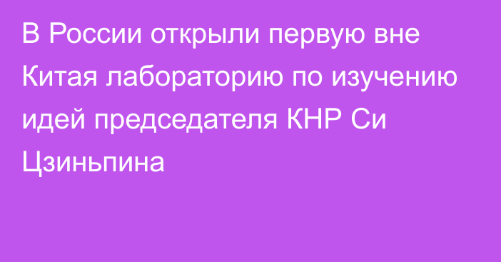 В России открыли первую вне Китая лабораторию по изучению идей председателя КНР Си Цзиньпина