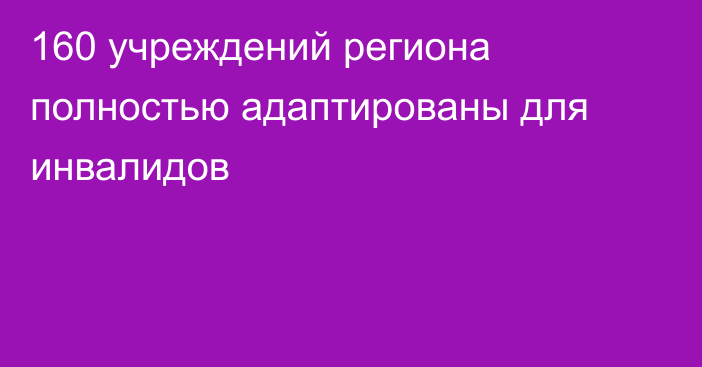 160 учреждений региона полностью адаптированы для инвалидов