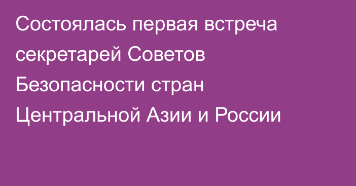 Состоялась первая встреча секретарей Советов Безопасности стран Центральной Азии и России