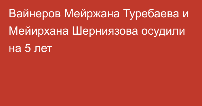 Вайнеров Мейржана Туребаева и Мейирхана Шерниязова осудили на 5 лет