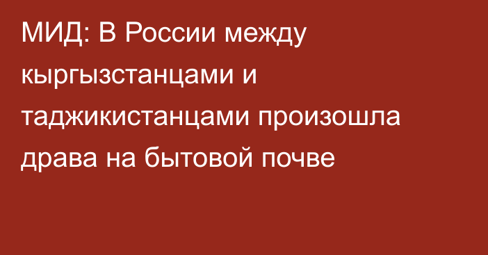 МИД: В России между кыргызстанцами и таджикистанцами произошла драва на бытовой почве