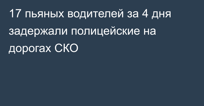 17 пьяных водителей за 4 дня задержали полицейские на дорогах СКО