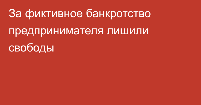 За фиктивное банкротство предпринимателя лишили свободы