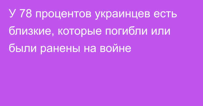 У 78 процентов украинцев есть близкие, которые погибли или были ранены на войне