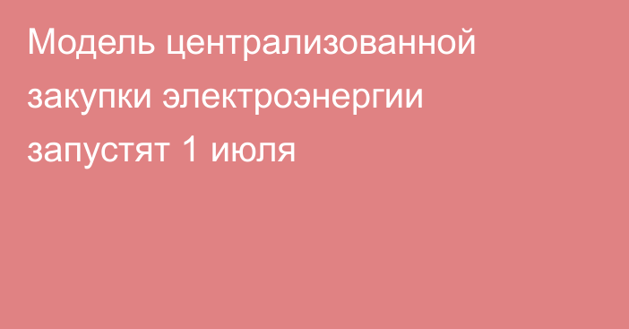 Модель централизованной закупки электроэнергии запустят 1 июля