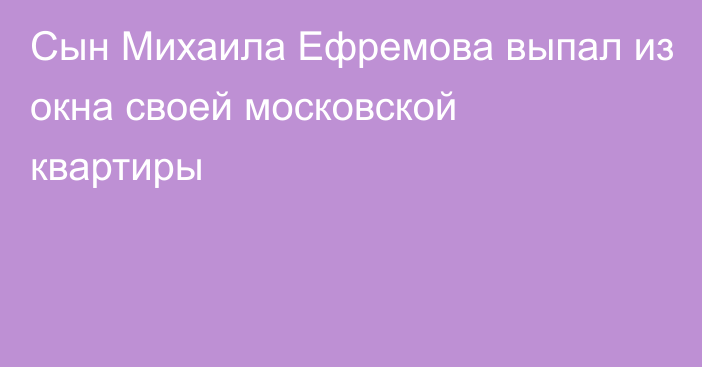 Сын Михаила Ефремова выпал из окна своей московской квартиры