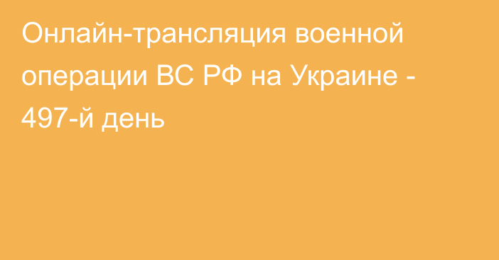 Онлайн-трансляция военной операции ВС РФ на Украине - 497-й день