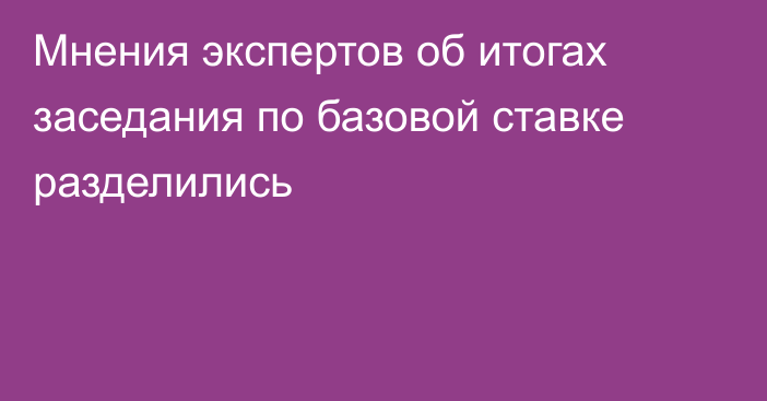 Мнения экспертов об итогах заседания по базовой ставке разделились