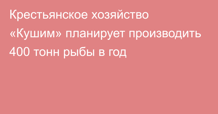 Крестьянское хозяйство «Кушим» планирует производить 400 тонн рыбы в год