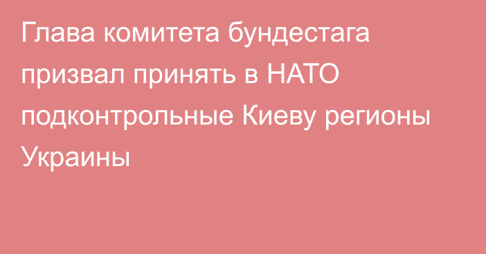 Глава комитета бундестага призвал принять в НАТО подконтрольные Киеву регионы Украины