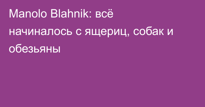 Manolo Blahnik: всё начиналось с ящериц, собак и обезьяны