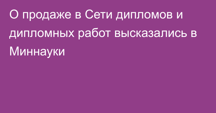 О продаже в Сети дипломов и дипломных работ высказались в Миннауки